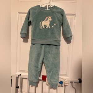 Adorable Blue-Green Unicorn Fleece Set